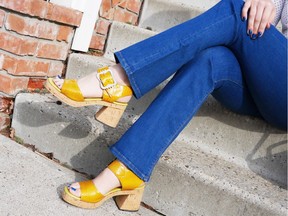 Platform shoes paired with flared or bell bottom jeans are the epitome of the '70s trend, a big hit in 2015.