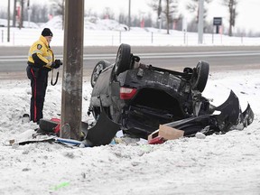 Edmonton Police investigate a fatal collision on Calgary Trail near Ellerslie Road this morning. Slick roads claimed another life in a crash on the Capilano Bridge.