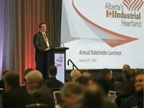 Neil Shelly, executive director of Alberta's Industrial Heartland Association, speaks Thursday, Jan. 21, at the association's annual stakeholder update at Northlands Expo Centre.