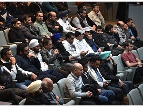 The Uber debate continues Wednesday with taxi drivers listening to the proceedings at City Hall in Edmonton, January 27, 2016.