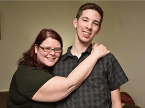 Alex McFarlane with his mother, Heather. The story of Alex's devotion to hockey, and the lengths he has gone to play the game, drew widespread reaction.