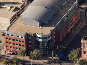 An aerial view of the Edmonton Journal building in Edmonton on September 10, 2015.