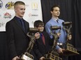 The 2016 Wayne Gretzky Award winners — Brien Murphy, left, Jack Clarke, and Justin Shimizu — were announced at a news conference to kick off the 53rd annual Quikcard Edmonton Minor Hockey Week, which runs from Jan. 8-17.