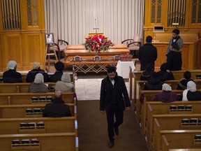 A visitation ahead of the service at Park Memorial on Thursday, Jan. 14, for Karanpal Singh Bhangu, who died after he was shot at a Mill Woods Mac's store.