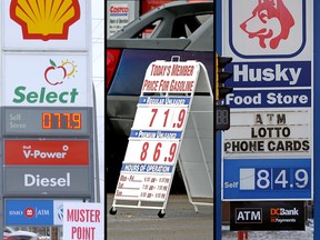 Pricesvary widely at gasoline stations in Edmonton on Jan. 11, 2016.
