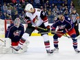 John Scott plays against the Columbus Blue Jackets in November 2015. Scott will be at the NHL All-Star game in Nashville thanks to fan voting.