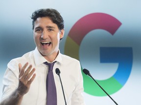 Prime Minister Justin Trudeau speaks at the new Google Canada Development headquarters in Kitchener, Ont., on Thursday, Jan. 14, 2016.