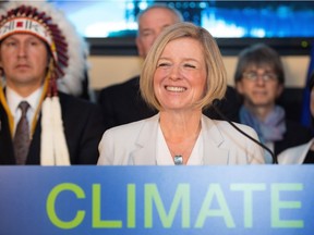 Premier Rachel Notley unveils Alberta's climate strategy in Edmonton on Sunday, Nov. 22, 2015. The new plan included a carbon tax.