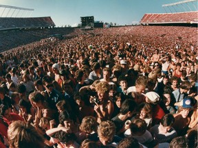 The scene from the front of the stage at David Bowie's concert Aug. 7, 1983, at Edmonton's Commonwealth Stadium. About 60,000 people attended the show.