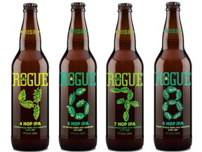 The new Rogue Ales hop family of IPAs.