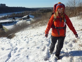 Liliana Kujundzic plans to celebrate her 70th birthday this year by trekking to the Nepalese Everest Base Camp at an elevation of 5,364 metres. Kujundzic, who owns Liliana's Boutique in LeMarchand Mansion, was training Saturday  in the North Saskatchewan River valley. She has raised more than $60,000 for the EC4 school lunch program with climbs and treks and hopes to raise significantly more on her Everest adventure.