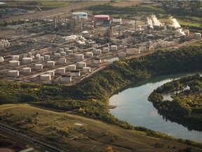 An aerial view along the North Saskatchewan River in Edmonton on September 2, 2015.