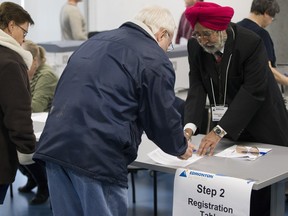 Ward 12 residents cast their byelection votes in the Meadows Community Recreation Centre, 2704 17th St.