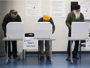 Ward 12 residents cast their city council byelection vote at the advance voting station in the Meadows Community Recreation Centre.