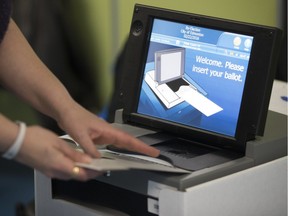 Ward 12 residents cast their city council byelection vote at the advance voting station in the Meadows Community Recreation Centre, 2704 — 17 St., in Edmonton Alta. on Monday Feb. 8, 2016. The polls officially open on Feb 22.