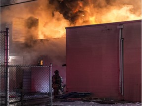 EDMONTON, AB. FEBRUARY 21, 2016 - A large fire destroyed the Italian Bakery at 4118 118 Avenue.  Shaughn Butts / POSTMEDIA NEWS NETWORK