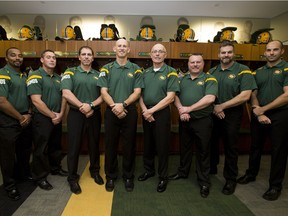 The Eskimos coaching staff for the 2016 season has been named, left to right is Barron Miles, Defensive Backs/Player Development,  Casey Creehan, Defensive Line, Mike Benevides, Defensive Coordinator/Assistant Head Coach, Head Coach Jason Maas, Mike Gibson, Offensive Line/Run Game Coordinator, Cory McDiarmid, Special Teams Coordinator, Tim Prinsen, Running Backs and Jordan Maksymic, Quarterbacks.