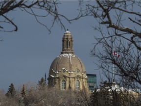 EDMONTON ALBERTA, DECEMBER 17, 2015: A frosting of snow looked festive on the Legislature's dome in Edmonton on Thursday Dec. 17, 2015. (photo by John Lucas/Edmonton Journal)
