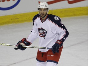 Columbus Blue Jackets defenceman Seth Jones during NHL game action against the Oilers in Edmonton on February 2, 2016.