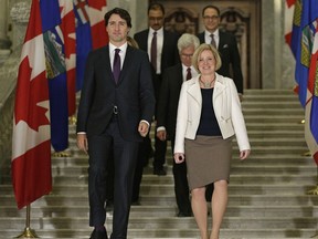 EDMONTON, ALBERTA: FEBRUARY 3, 2016 - Justin Trudeau (left/Prime Minister of Canada) and Rachel Notley (right/Premier of Alberta) met at the Alberta Legislature in Edmonton on February 3, 2016. (PHOTO BY LARRY WONG)