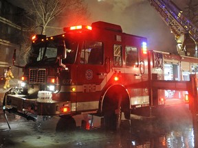 A City of Edmonton fire truck at the scene of a 2012 fire.