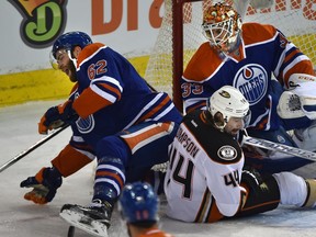 Eric Gryba's season ended doing what he does best -- defending the net front. He suffered a knee injury when getting tangled up with Anaheim's Nate Thompson on Feb 16.