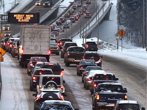 There were collisions and wipe outs from east to west on Whitemud Drive on Feb. 2, 2015.