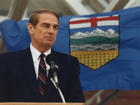 Premier Don Getty, in a May 5, 1988, Journal file photo, played a key role in securing provincial participation in the negotiation and implementation of international trade agreements, writes Helmut Mach.