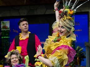 From left, Stephanie Wolfe,  Jeff Haslam, and Garett Ross in The Last Resort, at the Mayfield Dinner Theatre.