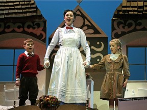 From left, Connor Woodley, Anikka Hanson and Sadie Samuel in a scene from Bellerose Composite High School's production of Mary Poppins.