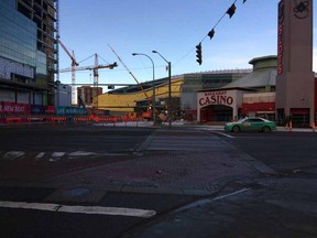 The intersection of 101 Street and 104 Avenue where police say was the scene of a fight shortly after midnight on Feb.21, 2016 in which a man in his 40s later died in hospital.