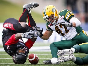 Edmonton Eskimo J. C. Sherritt, seen in CFL action in September, is set to hit the free agent market Tuesday.