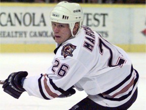 Todd Marchant in action for the Edmonton Oilers against the Anaheim Mighty Ducks on Nov. 28, 1997.