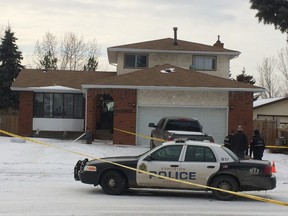 Police charged three people after a man was shot Monday during a break-in at 13312 25 Street.