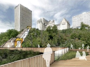 Not everyone likes this plan for a staircase and funicular linking downtown to the river valley trails. Council is expected to hold a key vote on this issue Tuesday.