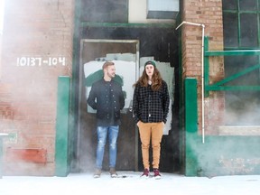 Edmonton hip-hop artists Conch, left, and Mitchell Lawler.