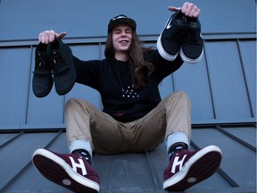 Hip-hop artist Mitchell Lawler and his favourite footwear —  Diamond, on the left, and Nike.