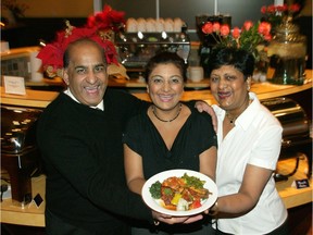 Daya Naidoo (left), his daughter Youmashni Naidoo and Selva Naidoo (right) run Narayanni's restaurant.