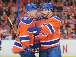 Back in 2010, few begrudged the Edmonton Oilers when, after finishing 30th and last in the NHL standings, they picked Taylor Hall (right) first overall. But three Oiler No. 1 overall picks later came Connor McDavid (left), and that tune changed. Just imagine if the Oilers got to select Auston Matthews at the top of this summer’s draft. (Photo by Andy Devlin, NHLI via Getty Images)
