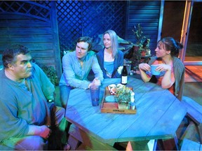 Robert Benz, Jesse Gervais, Amber Borotsik and Belinda Cornish in Wild Side Productions' The Realistic Joneses.