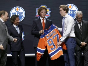 Oilers fans should feel no guilt over its NHL draft lottery success, a writer says in Saturday's letters to the editor. That includes the good fortune of picking Connor McDavid, second from right, first overall in the 2015 draft which took place in Sunrise, Fla.