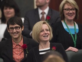 Premier Rachel Notley looks for familiar faces in the gallery before the  second session of the 29th legislature opened on March 8, 2016, with the speech from the throne.