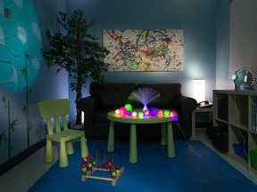 A sensory calming room at Our Lady of the Prairies Elementary School in Edmonton. The room allows some students time to decompress, from the noise and buzz of an ordinary classroom.