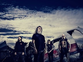 Left to right, Paul Bostaph, Tom Araya, Gary Holt, Kerry King bring their metal band, Slayer, to the Shaw Conference Centre on Tuesday.