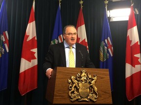 NDP Government House Leader Brian Mason speaking at a press conference March 7, 2016. (Mariam Ibrahim photo)