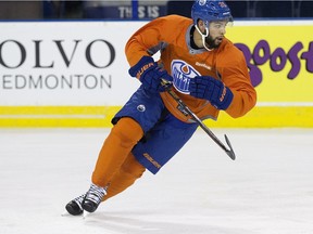 Darnell Nurse takes part in an Edmonton Oilers practice at Rexall Place, in Edmonton Alta. on Thursday March 17, 2016. Photo by David Bloom