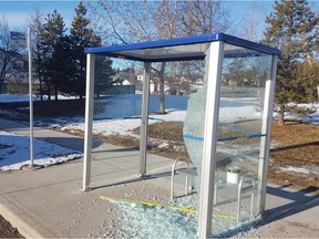 A vandalism spree between Feb. 18-21 in northeast Edmonton left 71 bus shelters with broken glass as well as 15 houses and cars with broken windows.