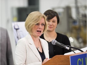 Premier Rachel Notley and Environment Minister Shannon Phillips announce funding for a renewable fuel project with SBI BioEnergy on March 10, 2016, in Edmonton. The Change and Emissions Management Corp. has allotted $10 million for SBI to build a $20-million facility to continue their work.