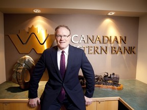 Canadian Western Bank reported first-quarter net income was down one per cent. File photo.