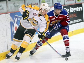 The Edmonton Oil Kings took on the Brandon Wheat Kings in Game 1 of their WH?L playoff series Thursday in Brandon, Man. (Tim Smith, Brandon Sun)